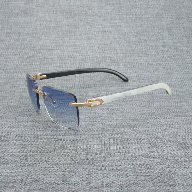

69% OFF Natural Wood Sunglasses Men Black White Buffalo Horn Sun Glasses Vintage Rimless Square Eyeglasses Oculos Gafas Accessories B KBMZ