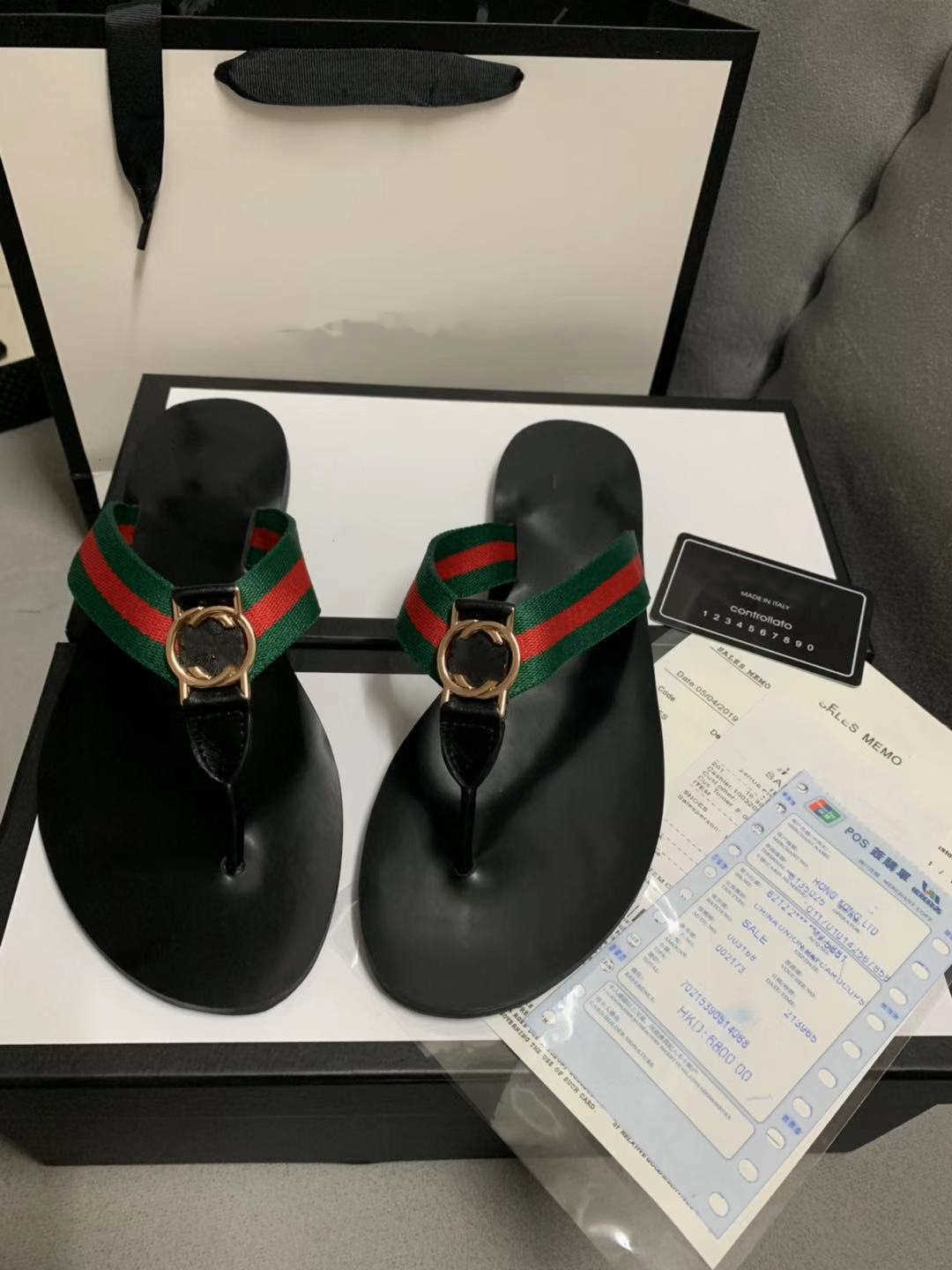 

2021 summer unisex beach slippers, designer flip-flops, rubber sandals, boxed