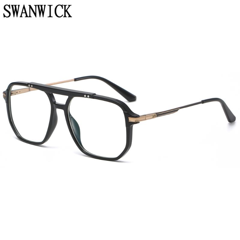 

Sunglasses Swanwick Retro Square Blue Light Blocking Glasses For Men Optical Big TR90 Black Leopard Eyewear Women Decoration High Quality