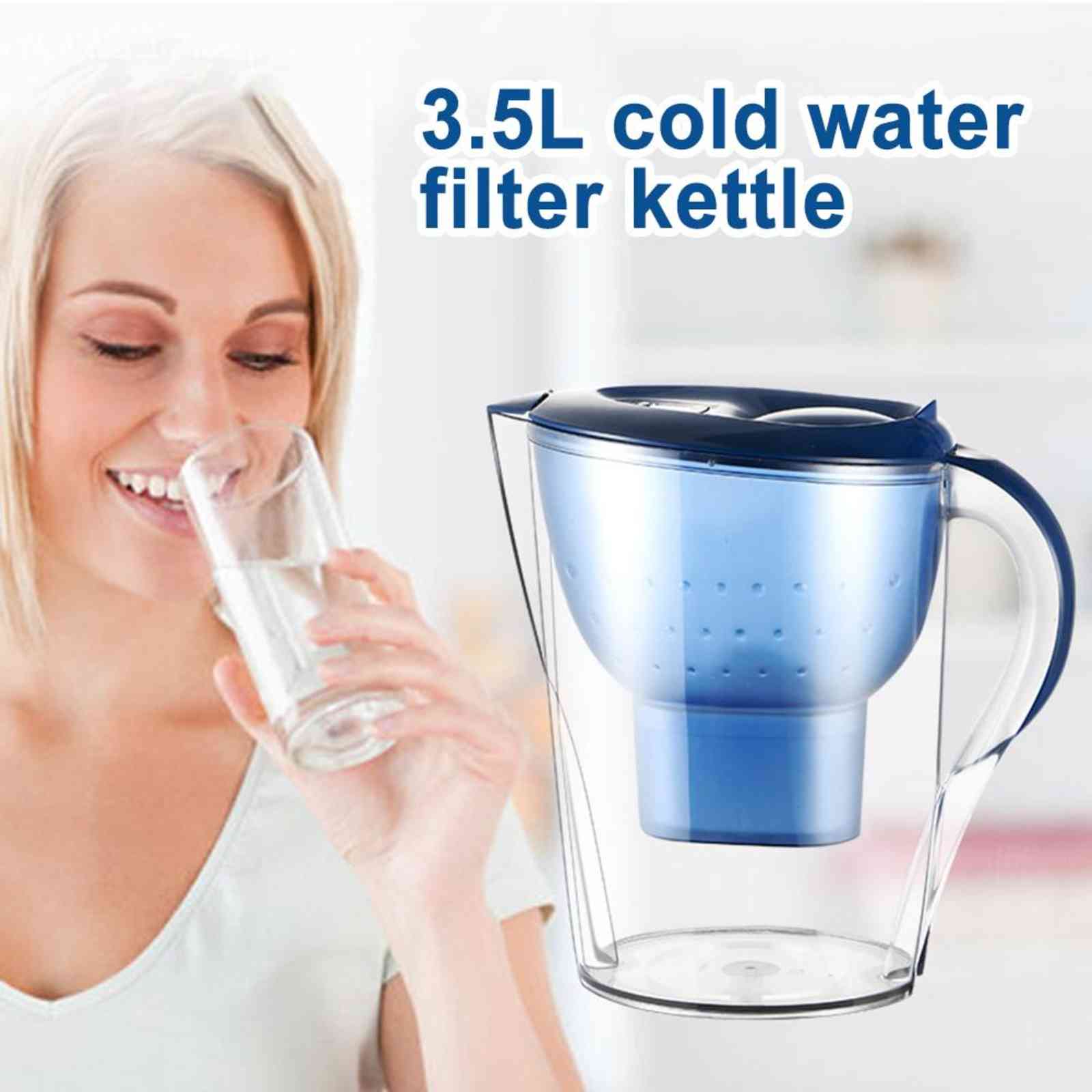 

3.5L Portable Activated Carbon Cold Water Filter Purifier Kettle for Health Kitchen Home Office Filters Pitcher