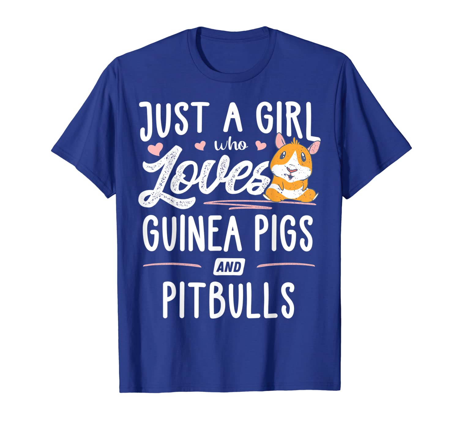 

just a girl who loves guinea pigs and pitbulls t-shirt, White;black
