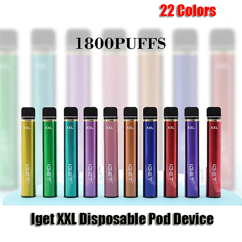 

Original Iget XXL Disposable Pod E-cigarette Device Kit 1800 Puffs 950mAh Battery 7ml Prefilled Cartridge Vape Pen Authentic VS Shion Plus Bang