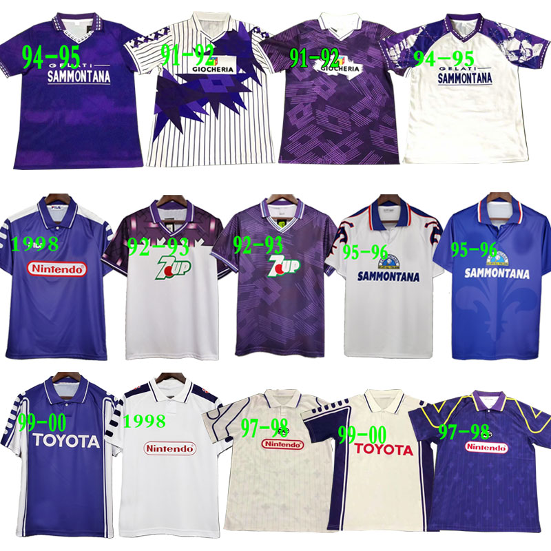 

Retro Fiorentina Soccer Jerseys 1991 1993 1995 1997 1999 2000 BATISTUTA RUI COSTA Vintage 92 93 95 96 97 98 99 00 Florence Football Shirt Camisas de Futebo, Green