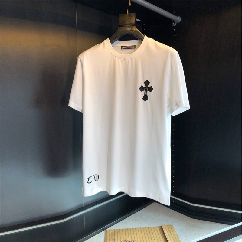 

hearts Chrome Sanskrit Chao's cross embroidery print round neck short sleeve T-shirt, White;black