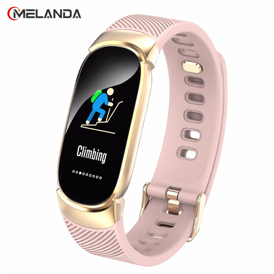 

New Sports Waterproof Smart Watch Women Smart Bracelet Band Bluetooth Heart Rate Monitor Fitness Tracker Smartwatch Metal Caseg, Black