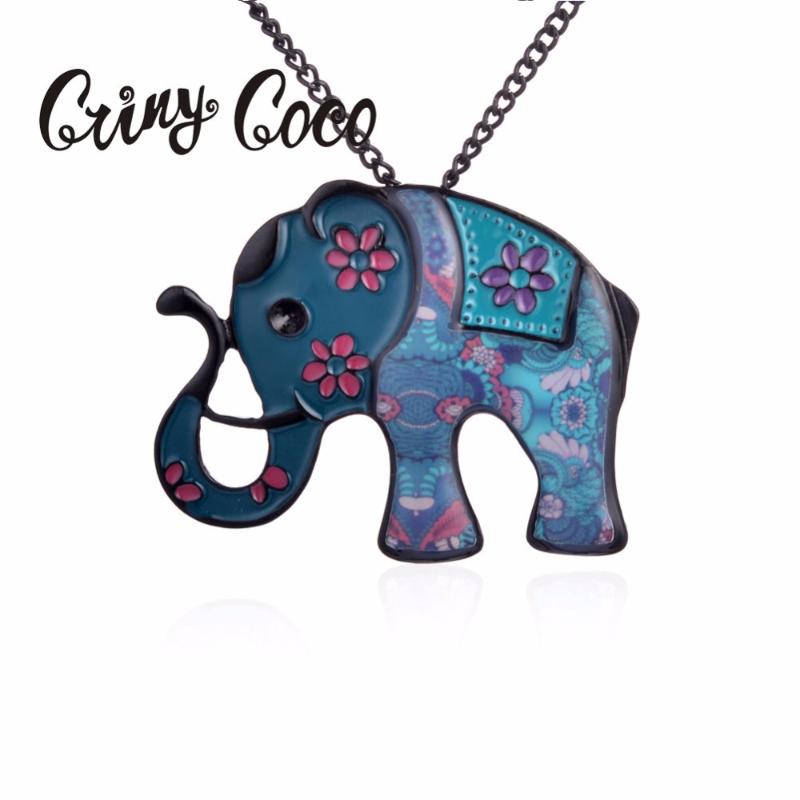 

Pendant Necklaces Fashion For Women 2021 Black Enamel Zinc Alloy Cute Animal Elephant Statement Necklace Jewelry Accessories