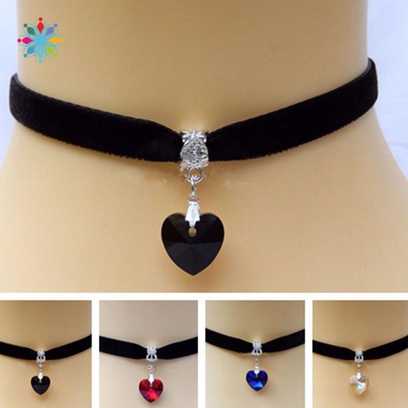 

Chokers Ladies Necklace Women Heart Pendant Chocker Crystal Velvet Jewelry