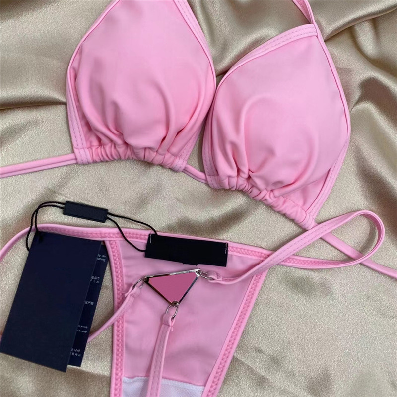 

Triangle Accessories Sexy Bikini Classic Letter Swimwear Summer Fashion Beach Swimsuit Women Backless Bathing Suit Resort Travel Bikinis