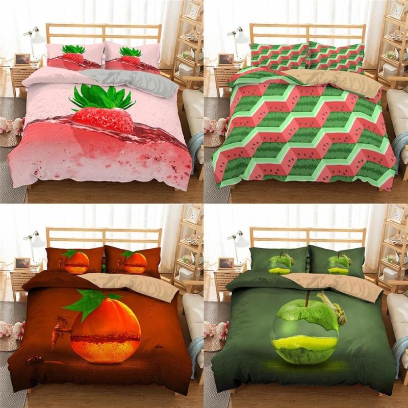 

Bedding Sets Apple Orange Fruit 3d Printed Duvet Cover Set Pillowcase Abstract Design Home Decor Queen King Size Bedclothes 2/3pc