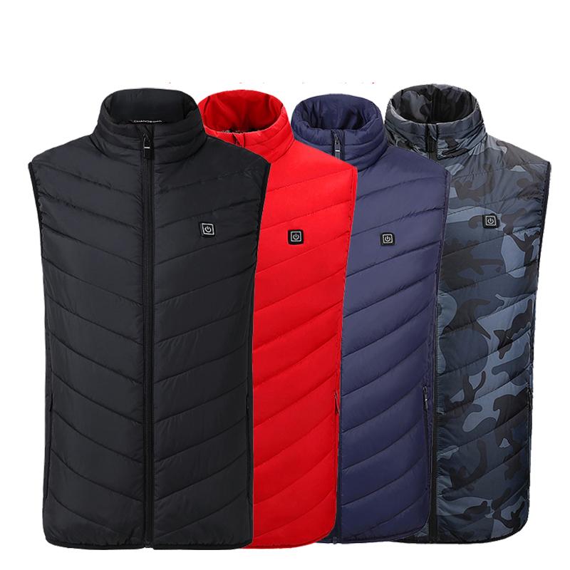 

Men's Vests Heated Vest Men Women Usb Jacket Heating Thermal Clothing Hunting Fashion Warm 4-11 Area, 4 area heated black