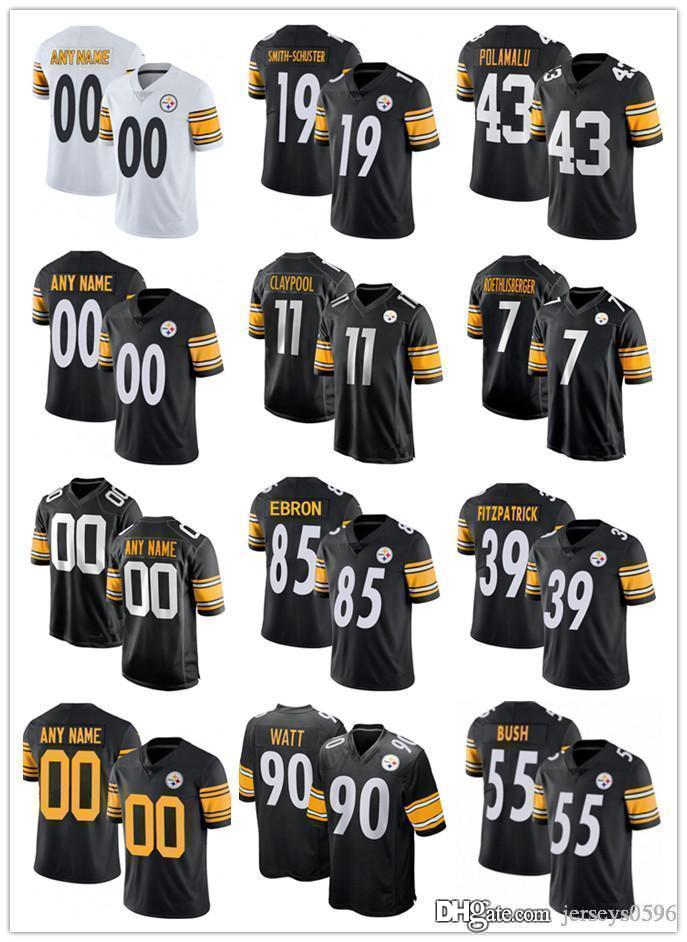 

Custom Men Women Youth Pittsburgh Steelers 19 JuJu Smith-Schuster 39 Minkah Fitzpatrick 11 Chase Claypool Football Jerseys, Black;red
