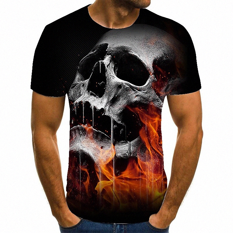 Men's Unisex Tee T shirt 3D Print Graphic Prints Skull Plus Size Round Neck Casual Daily Print Short Sleeve Tops Basic Fashion Designer Big