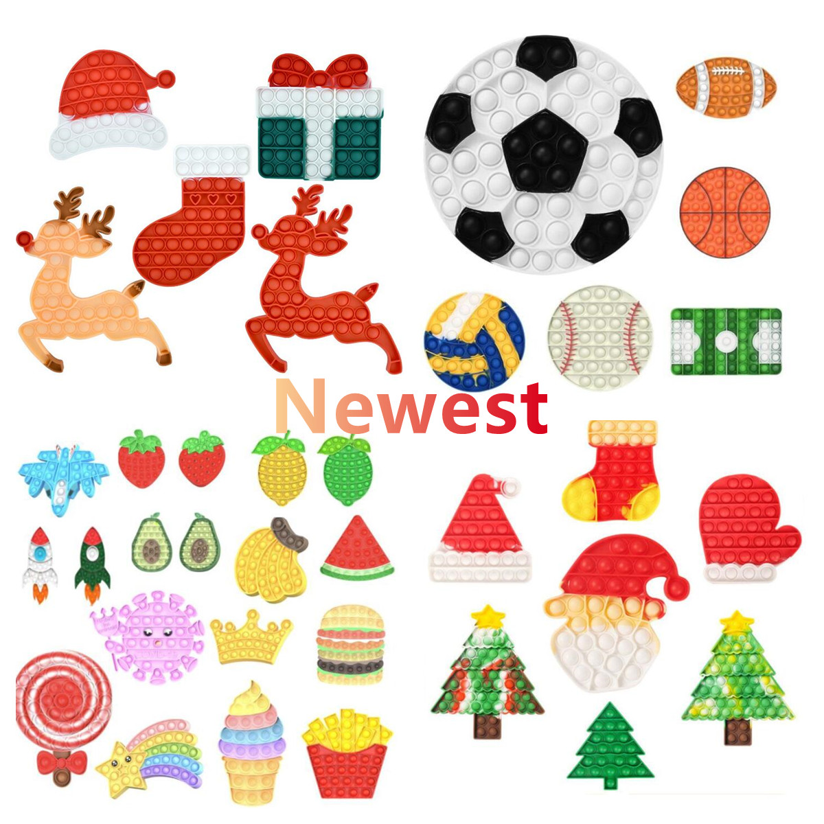 

Fidget Toys Christmas Deer Tree Push It Bubble Sensory Autism Special Needs Stress Reliever Squeeze Christmas Santa Gift Toy for Kids Family DHL Shipping 2021 Newest