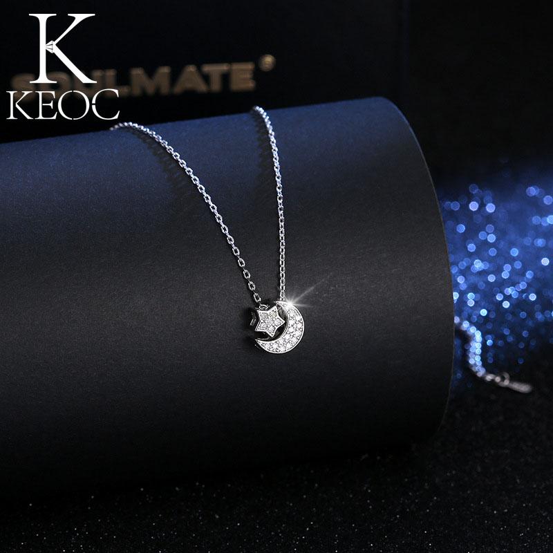 

Pendant Necklaces Keoc 2021 Trend Korean Fashion Star Moon AAACZ For Women Jewelry Stores Decorations Girls Birthday Gift LY-40108, Silver
