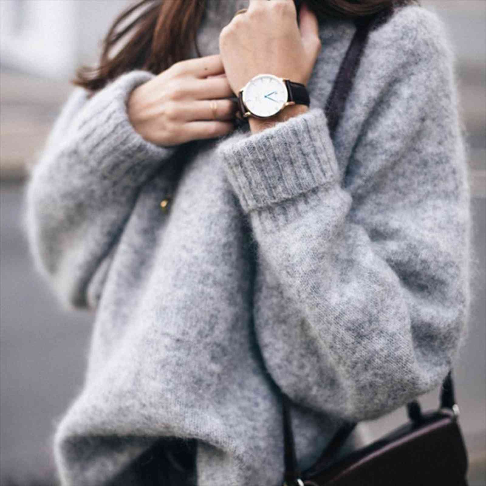 

women o neck knitwear womens sweaters long sleeve casual knitted cotton loose warm solid pullover, White;black