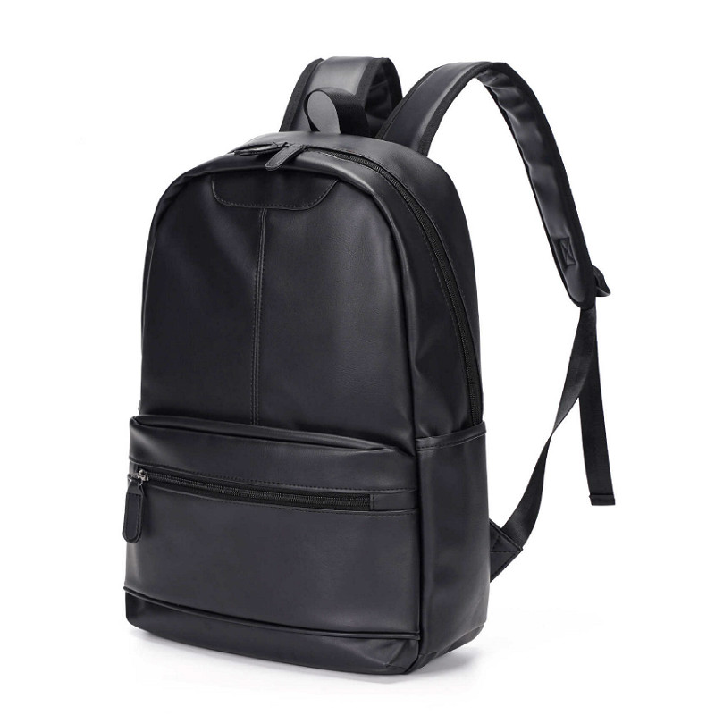 

Men Leather Laptop Computer Backpack Casual Travel Business Bagpack Fashion Trend Student Campus Soft Pu Leather Schoolbag, Black