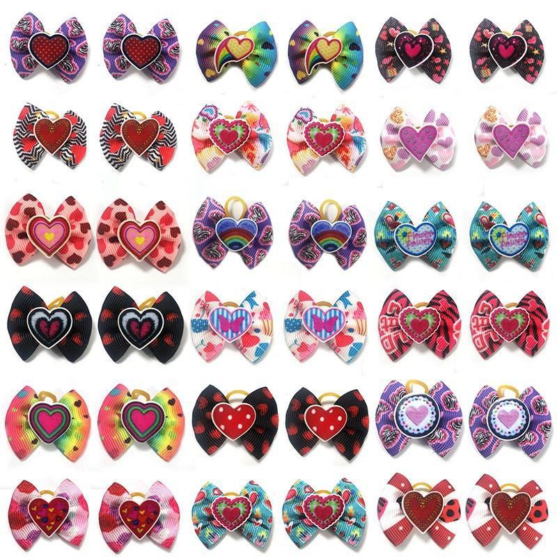 

50PCS Dog Hair Bows with Rubber Bands Butterfly Dog Pet Hair Bows Ties Elastic Bands for Puppy Cats Accessories