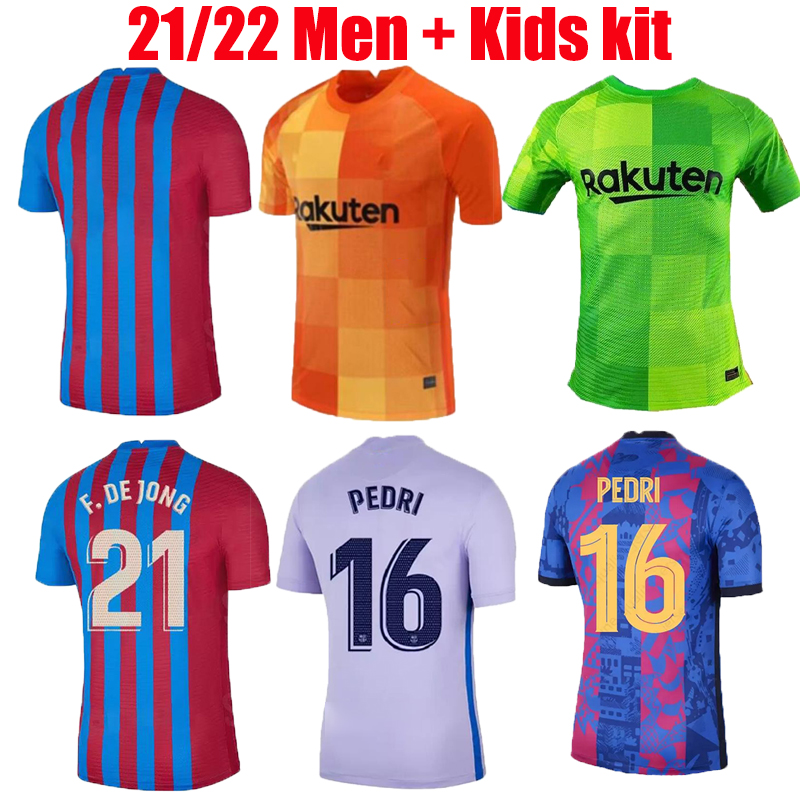 

21 22 MEMPHIS KUN AGUERO Soccer Jerseys Camiseta De Futbol 2021 2022 ANSU FATI GRIEZMANN F.DE JONG PEDRI DEMBELE Football Shirt Men top Kids Kits, Gk orange kids kit