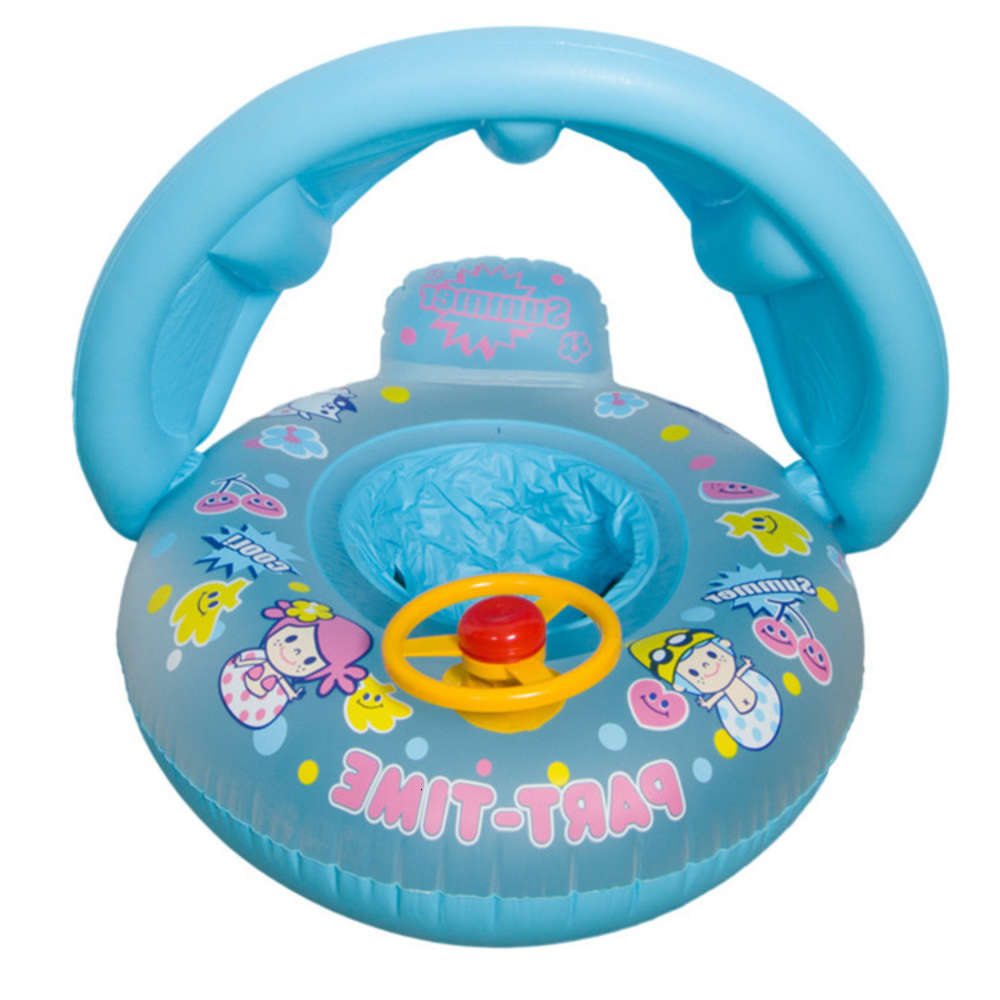 

Swimming ring sunshade thickened boat cartoon children's inflatable swimming steering wheel baby sitting circle