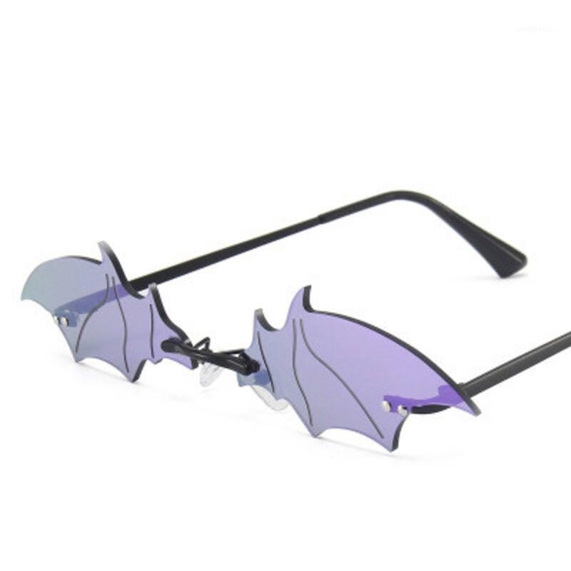 

Sunglasses Funny Bat Shaped Women 2021 Personality Ocean Lens Sun Glasses Men Fashion Frameless Metal Shades Female
