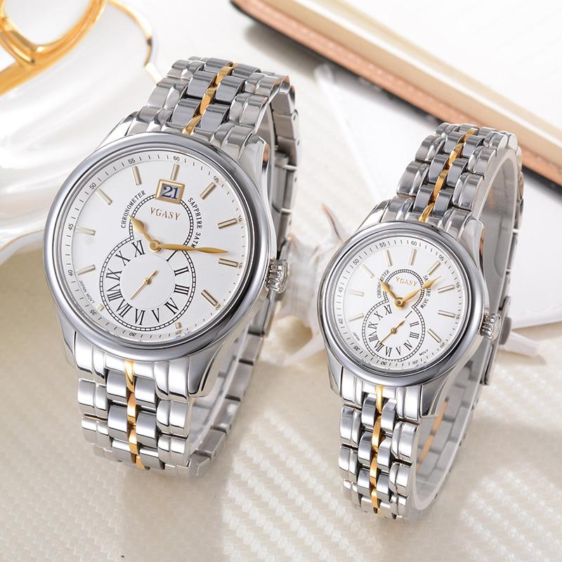 

Wristwatches VGASY Bully-boy Couples On The Table Series Men's And Women's Leisure Business Calendar Waterproof Retro Wrist Watches, 02