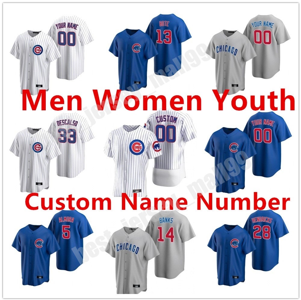

2021 Custom Chicago Men Women Youth Jersey 44 Anthony Rizzo 9 Javier Baez 17 Kris Bryant 12 Schwarber 28 Kyle Hendricks David Bote Cubs Baseball, Blue;black