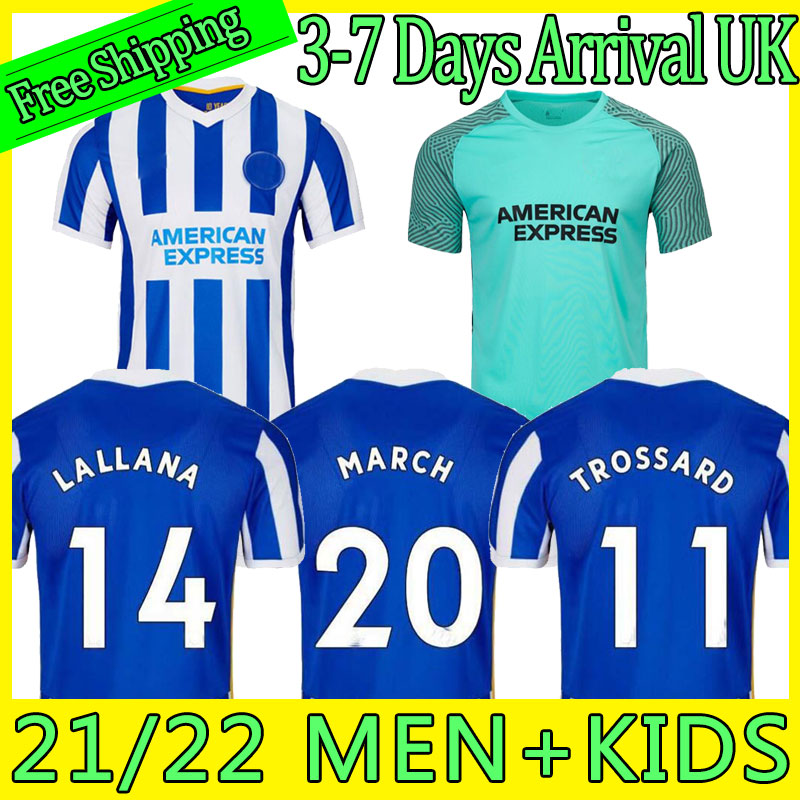 

2021 2022 Soccer Jerseys MOOY WEBSTER TROSSARD MAUPAY MARCH LALLANA Mac Allister 21 22 Home Away men kids suit set Blue Football Shirt, Home kids