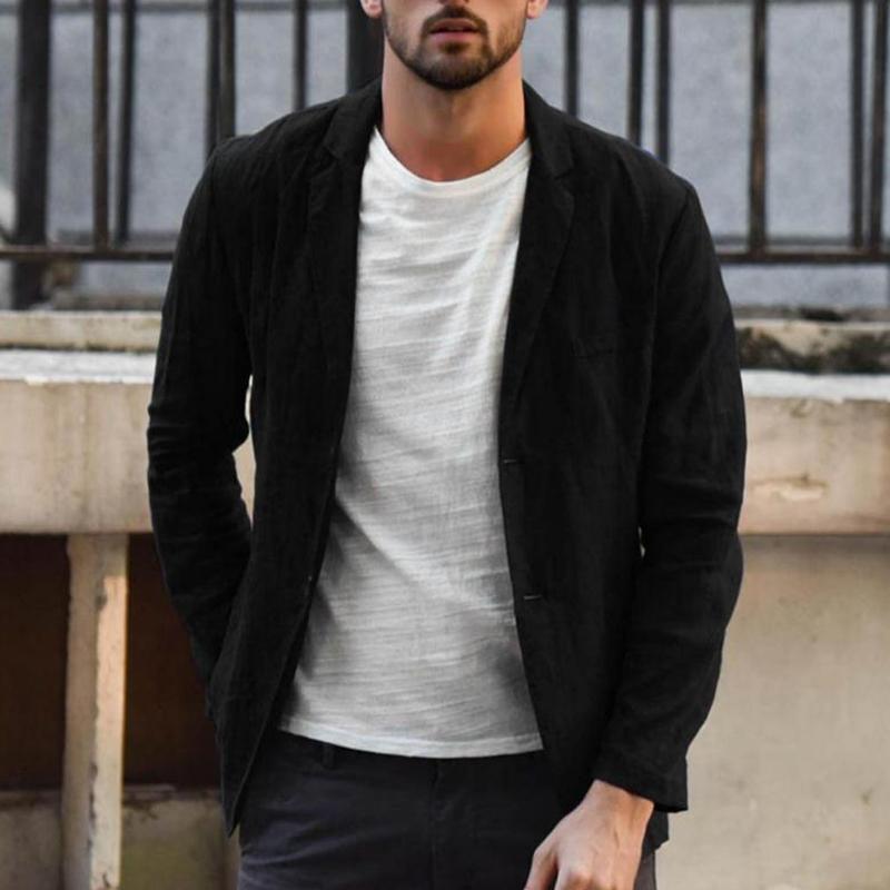 

Men's Jackets Fashion Turn-down Collar Jacket Coat 2022 Spring Single Button Pocket Top Blazer Autumn Solid Office Men Cardigan Overcoat, 01 white