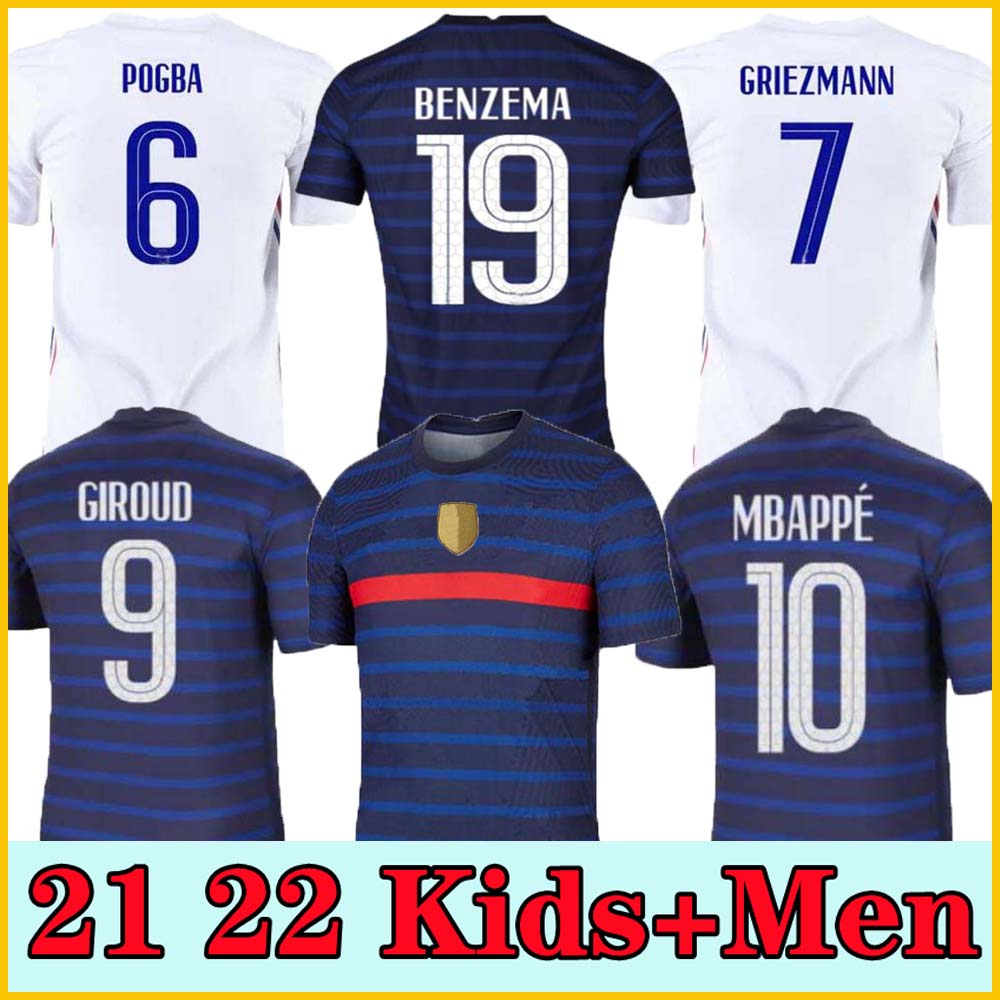 

Men + Kids 2021 Grieuzmann Mbappe Soccer Jersey Kante 21 22 Centenaire Chemise Pogba Maillot de Football 2020 France Benzema Giroud Kimpembe Ndombele Thaauvin 100th, 93/94