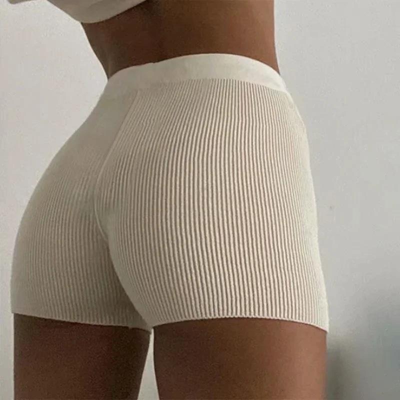 

Women's Shorts Kintted Cotton Women High Waist Sexy Slim Bodycon Black White Biker Streetwear Sweatshorts 122989WKA, White;black