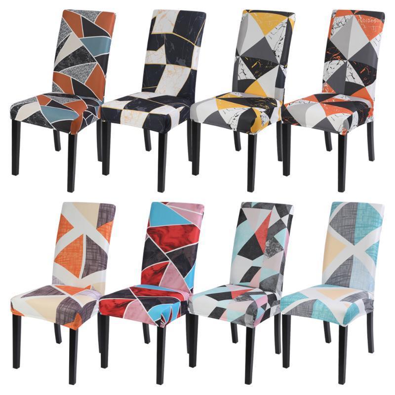 

Geometric Lattice Chair Cover Stretch Dining Seat Protector Slipcovers Universal Size Covers Spandex El Home Decoration