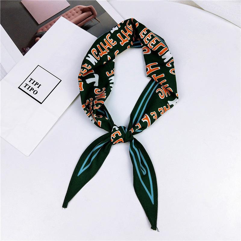

Scarves Women Elegant Silk Scarf Skinny Small Vintage Hair Tie Band Multi-Color Bandana Triangle Accessories Gifts