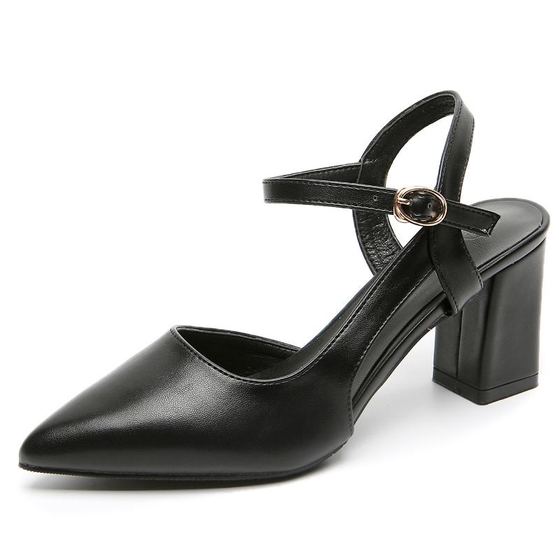 

Dress Shoes Pointed Thick High Heel Buckle Sandals Women, 5cmapricot