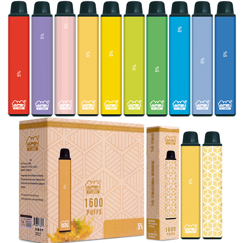 

Authentic VAPEN CUBE 1600 PUFFs Disposable Vape Pen Kits E-Cigarettes 650mAh Battery 5.5ml Plus Capacity Brand Portable Vaporizer Pre-Filled
