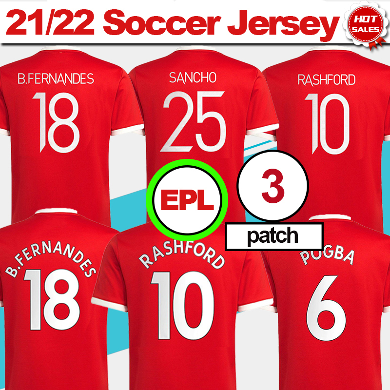 

Football Jerseys #25 SANCHO Home Red Soccer Jersey 2021/2022 #11 GREENWOOD #18 B.FERNANDES Men Adult Soccer Shirt 21/22 #10 RASHFORD #6 POGBA #14 LINGARD +patch, Home no patch