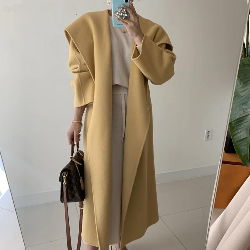 

Women's Trench Coats 2021 Winter Windbreakers Cardigans Elegant Oversized Split Lace Up Coat Basic Long Jackets, Beige