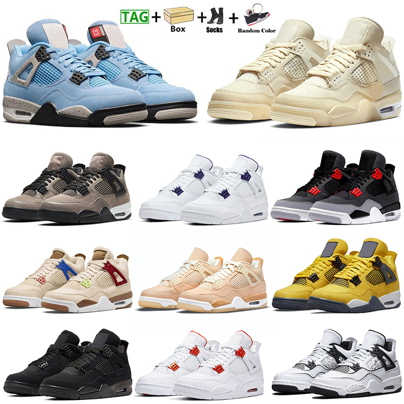 

4s Basketball Shoes Jumpman 4 Red Thunder Travis White Cement Sports Oreo Woman Men University Blue designer trainers sneakers Size 36-47, 34 red-metallic 36-47