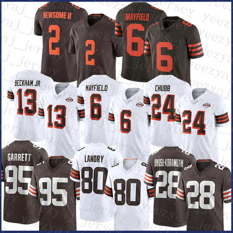 

Custom 6 Baker Mayfield 24 Nick Chubb Football Jersey Odell Beckham Jr. Jarvis Landry Myles Garrett Kareem Hunt Denzel Ward Donovan Peoples-Jones Chase McLaughlin, 2021 mens-bulang