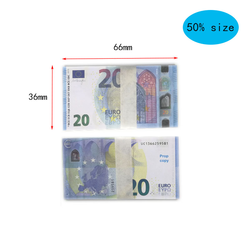 

50% size Movie props party game euro dollar counterfeit currency 10 20 50 100 200 500 face value fake money toy gift 100pcs/pack