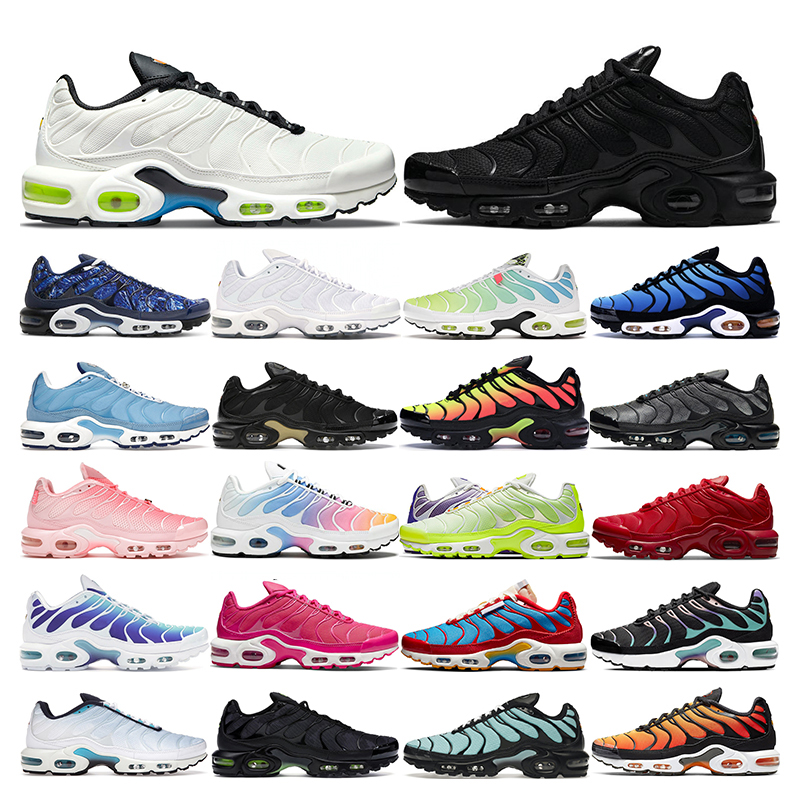 

tn plus running shoes mens black White University Blue Neon Green Hyper Pastel blue Oreo women Breathable sneakers trainers outdoor sports fashion size 36-46, 20