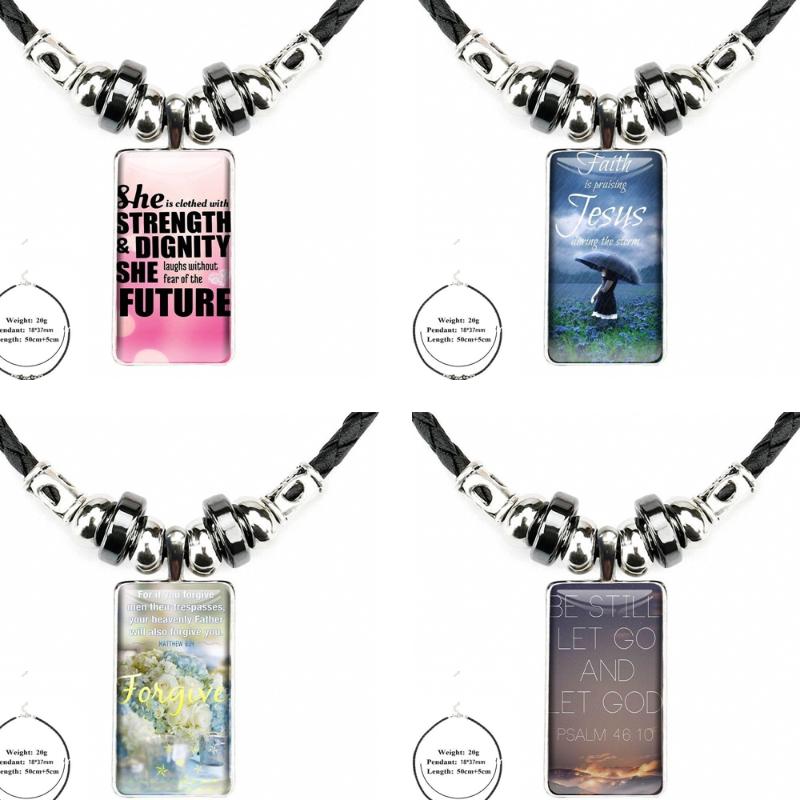 

Pendant Necklaces Glass Galaxy Black Hematite Necklace Women Steel Plated Jewelry Cute Psalm Bible Verse Quote For, Silver