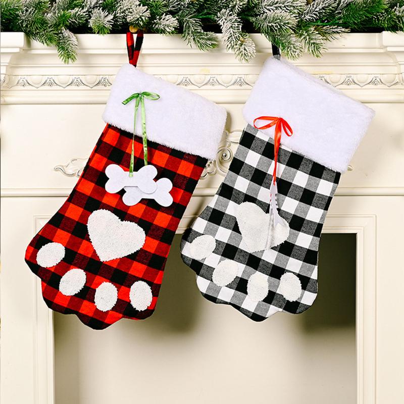 

Christmas Decorations Merry Cat Claw Socks Plush Tree Hanging Gift Candy Large Decoration Year's Decor Gifts For Year 2022