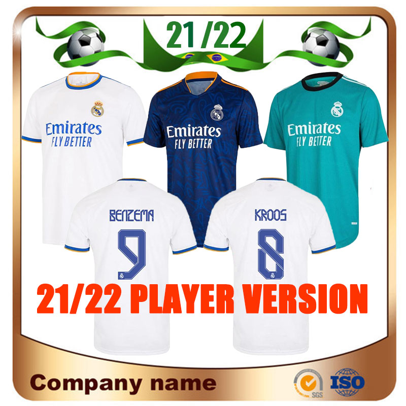 

21/22 Player Version Soccer Jersey 2021 Home HAZARD KROOS MODRIC SERGIO RAMOS Maillots de football Shirt BENZEMA MARCELO ASENSIO ISCO uniform, Away player version ucl