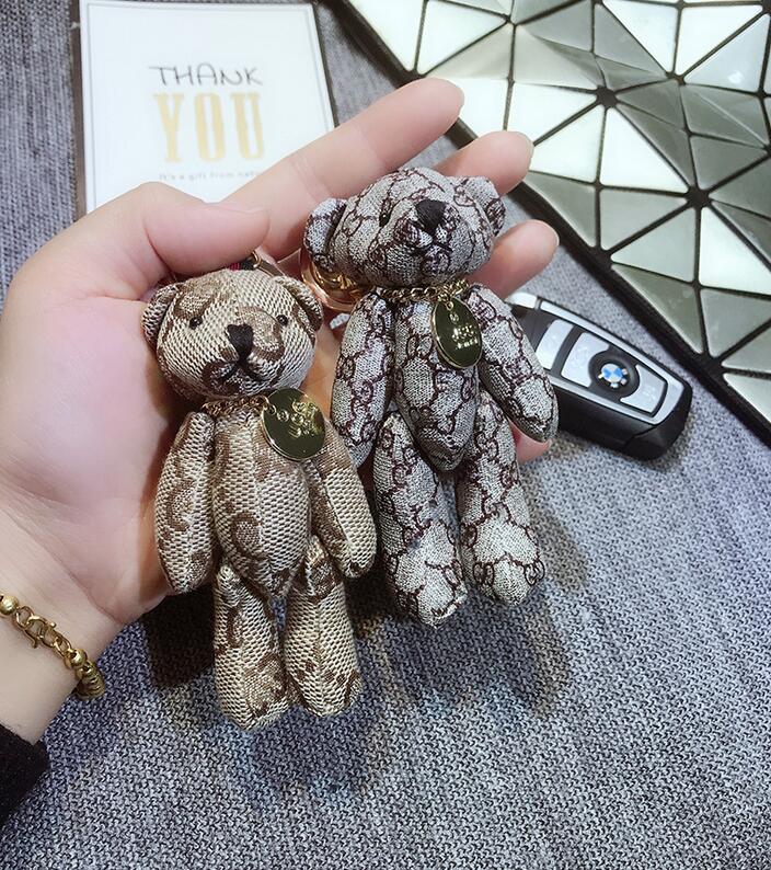 

Creative Cute Cartoon Bear Key Chain Lovers Letters Car Keychains Handmade Leather Keyring Men Women Couples Bag Pendant Accessori230I