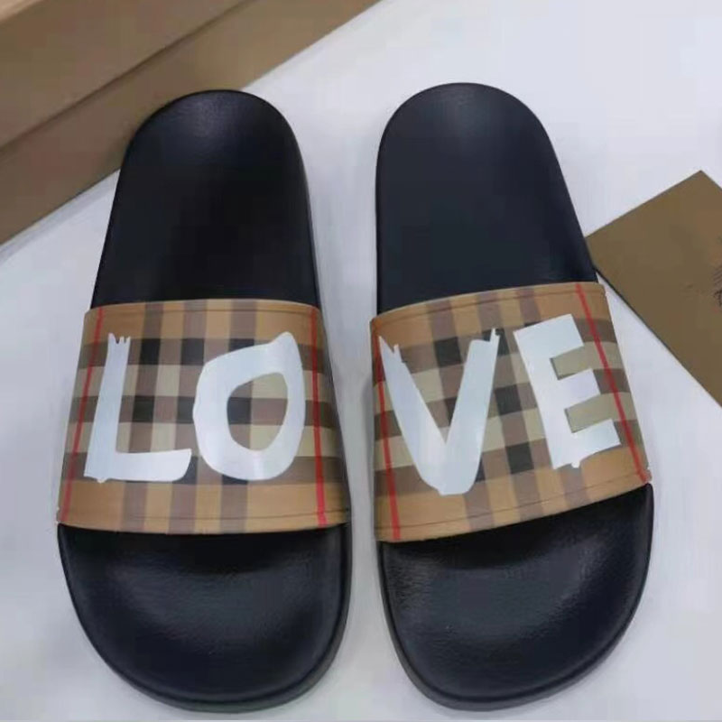 

Men and womens Vintage Check slippers Women Fashion Designers Flat Slides Flip Flops Pantofole piatte da donna Fashions Designer top slipper, Black