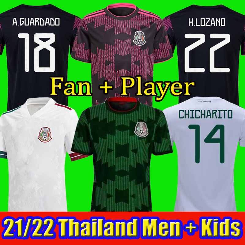 

Mexico soccer jerseys Copa america Camisetas 20 21 Fans Player version CHICHARITO LOZANO DOS SANTOS 2021 football shirts Men + Kids sets kit, 2122 mexico home