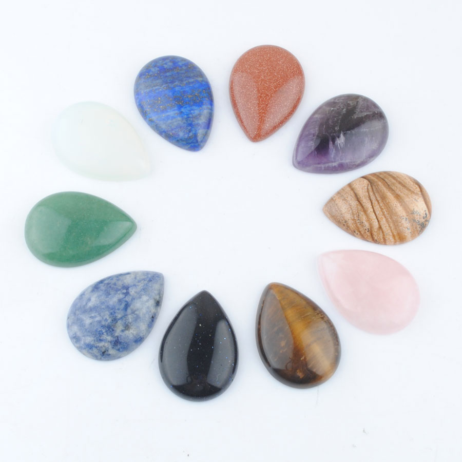 

Wholesale 25x35mm Natural Gemstone Teardrop Cabochon CAB Loose Beads No Hole Turquoise Lapis Lazuli Amethyst Aventurine For DIY Handcrafted Jewelry Making DBU337