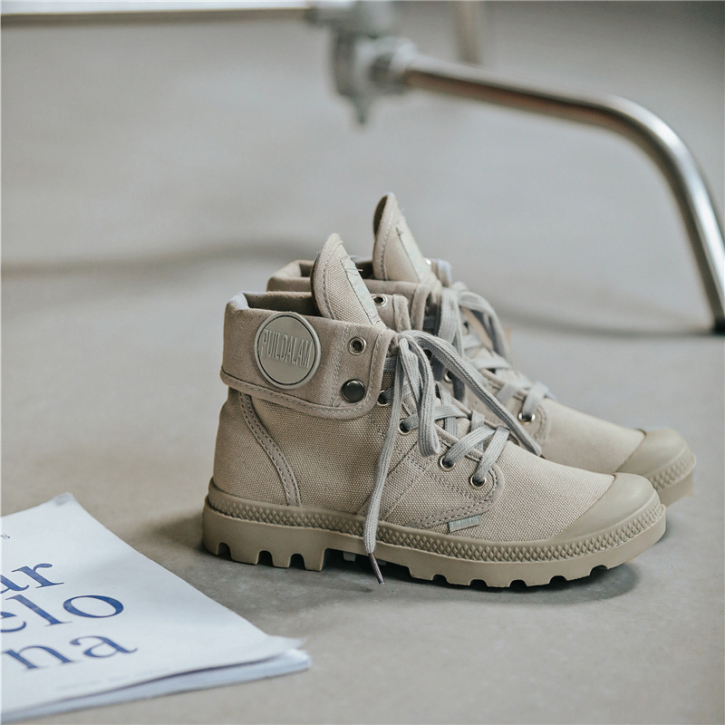 

autumn and winter canvas shoes breathable student boots trend casual british style martin women's lace up thick soled flip top