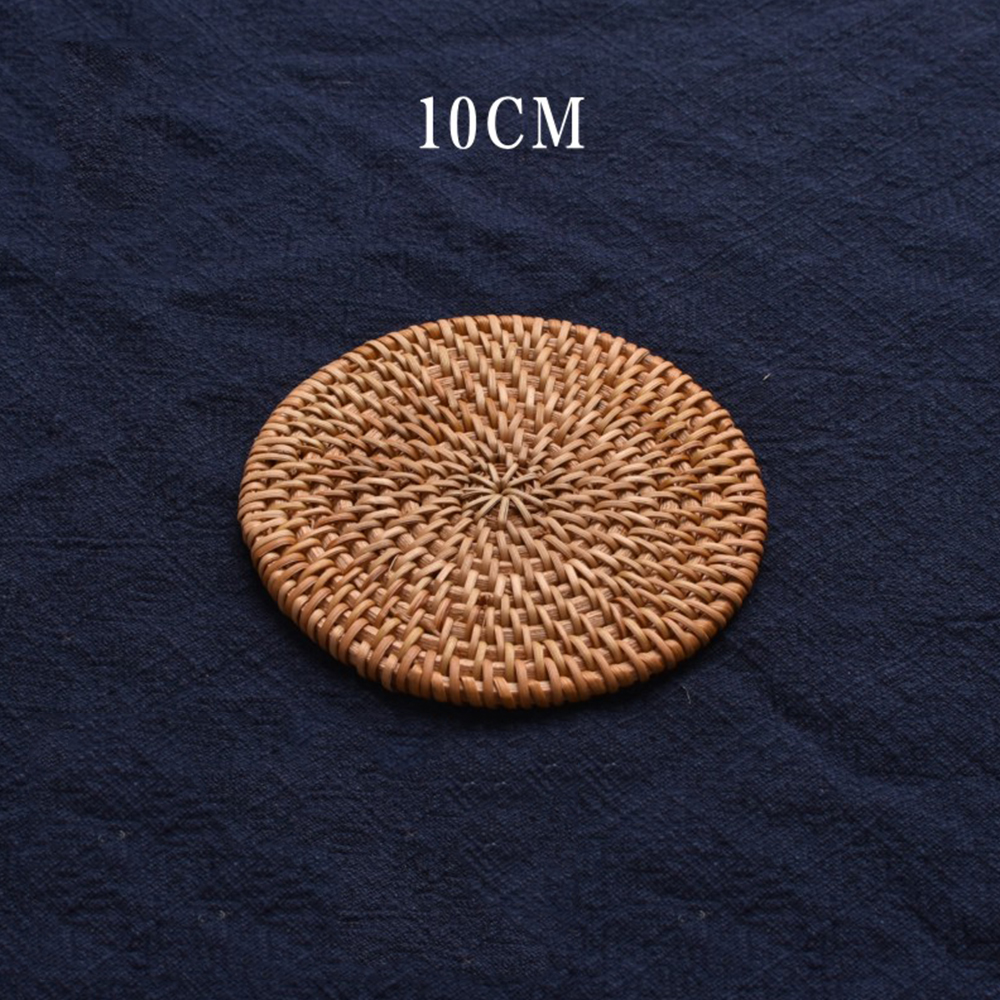 

Handmade Weave Non-sip Pacemat Round Insuation Pads Tabe Mats Home Decor Creative Coasters Set Cup Cushion, 8cm