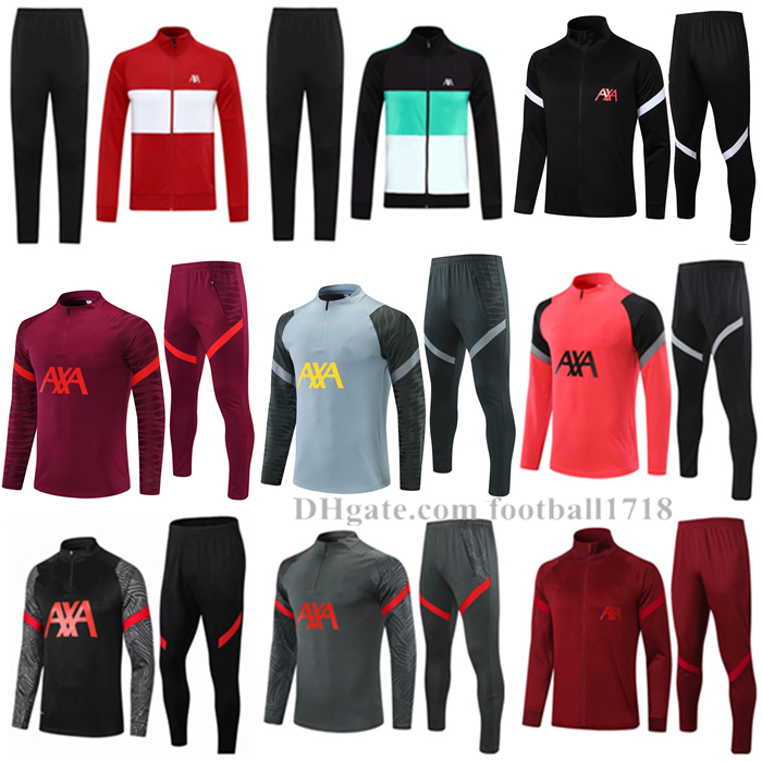 

20 21 22 kids men soccer tracksuit survetement de football training suit sportswear 2021 2022 long full zipper training jacket tracksuits set